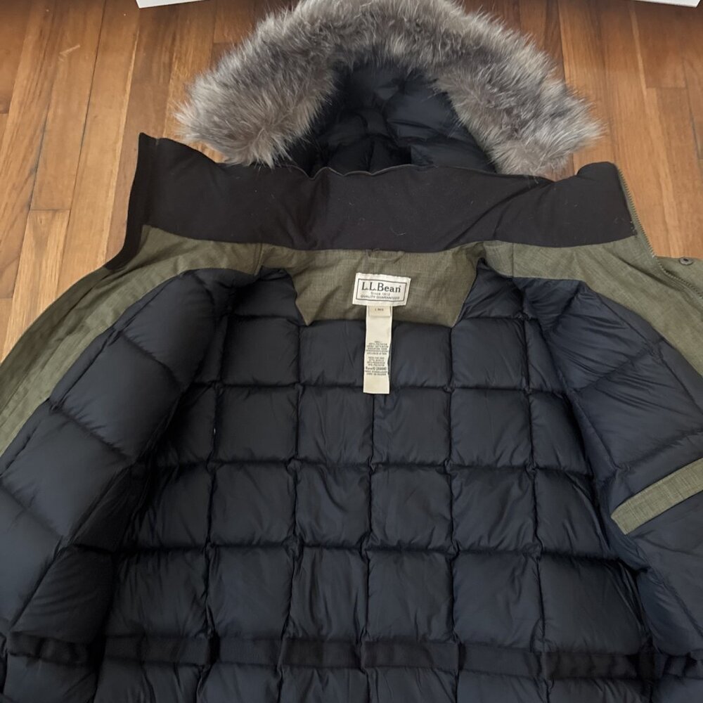 LL Bean Men's Baxter State Jacket Parka Hood Faux Fur Down Insulated Size L Reg - Picture 10 of 12
